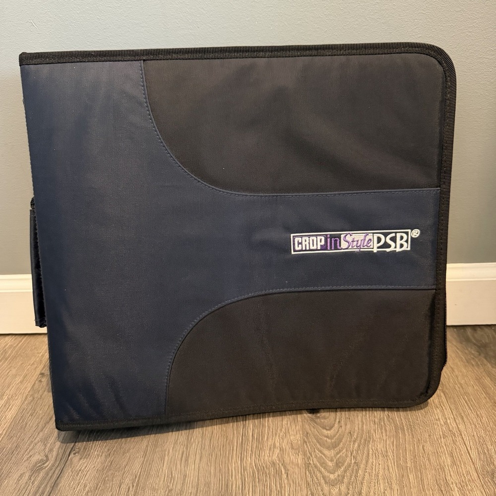 Crop In Style Blue & Black 3 Ring Zippered Binder with‎ Pouches
